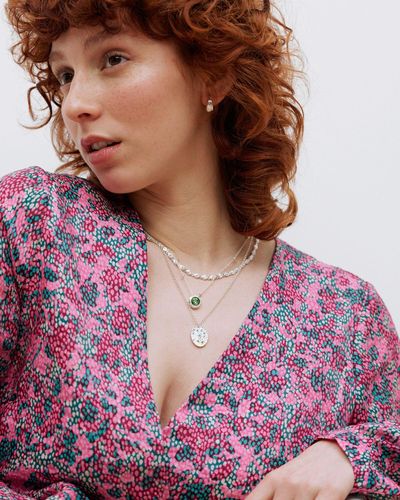 Oliver Bonas Misty Silver & Textured Pendant Necklace - Purple