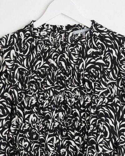 Oliver Bonas Swirl & White Mini Dress - Black