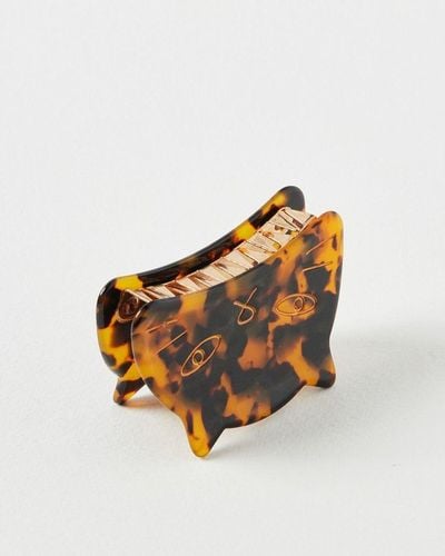 Oliver Bonas Kitty Cat Hair Claw Clip - Brown