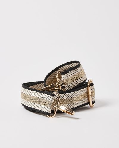 Oliver Bonas Black Textured Gold Replacement Bag Strap - White