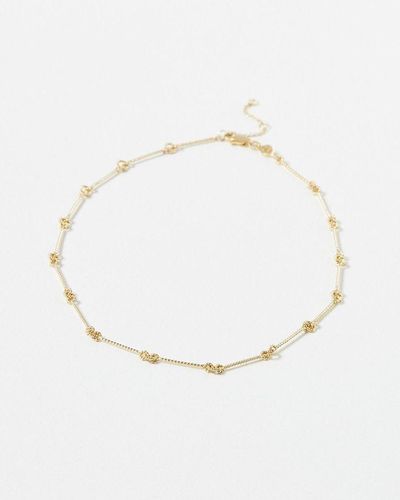 Oliver Bonas Fern Bar & Loop Link Plated Chain Necklace - White