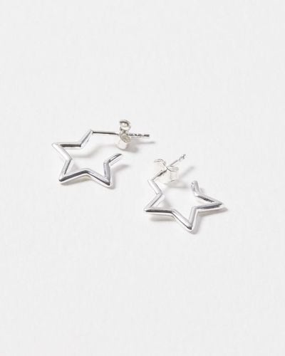 Oliver Bonas Star Outline Hoop Earrings Small - Metallic