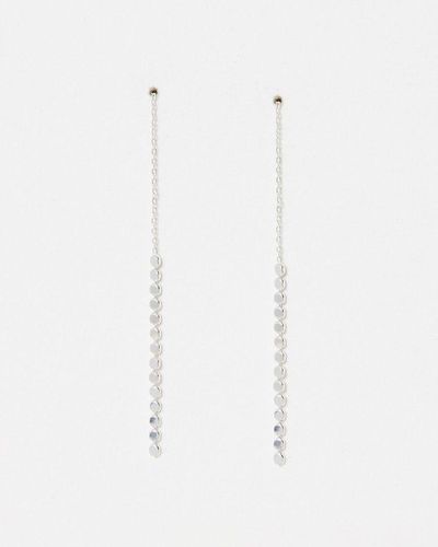 Oliver Bonas Dalis Disk Chain Thread Through Drop Earrings - White