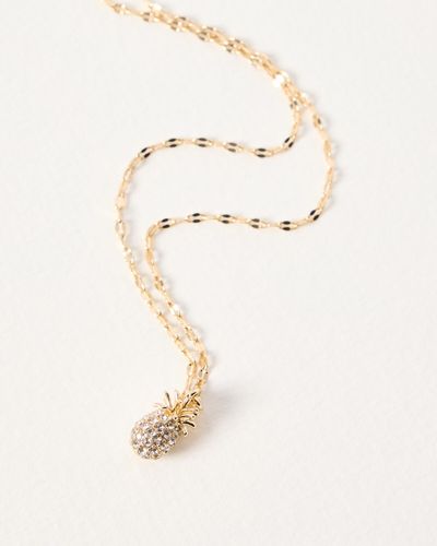 Oliver Bonas Winnie Gold Pineapple Pendant Chain Necklace - Natural