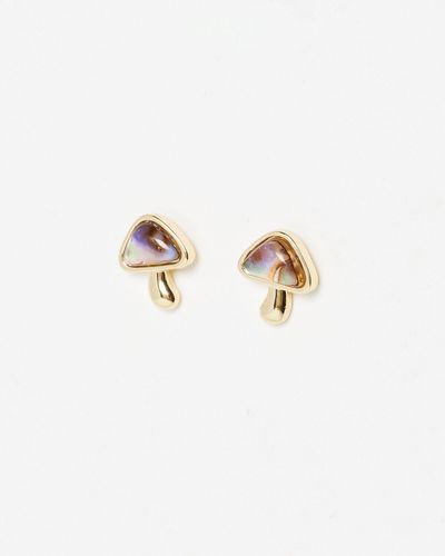 Oliver Bonas Sophia Mushroom Shell Stud Earrings - White