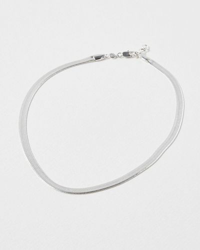 Oliver Bonas Bermuda Snake Silver Chain Necklace - White