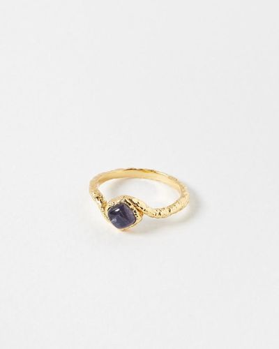 Oliver Bonas Gia Waved Molten Iolite Gold Plated Delicate Ring - White