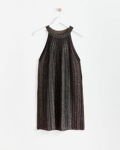 Oliver Bonas Sparkle Stripe Halter Neck Shift Dress, Size 10 - Multicolour