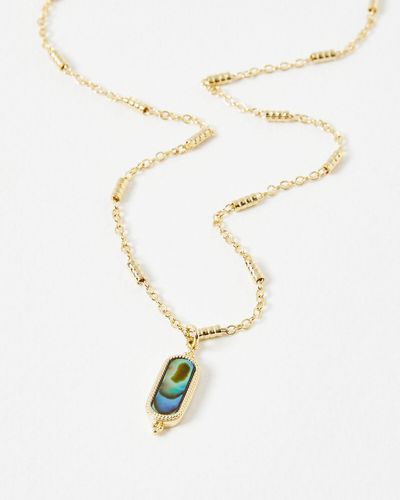 Oliver Bonas Alys Oval Paua Shell Pendant Necklace - White