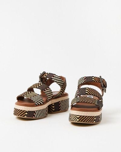 Oliver Bonas Asra Elijah Raffia Leather Platform Sandals - Brown