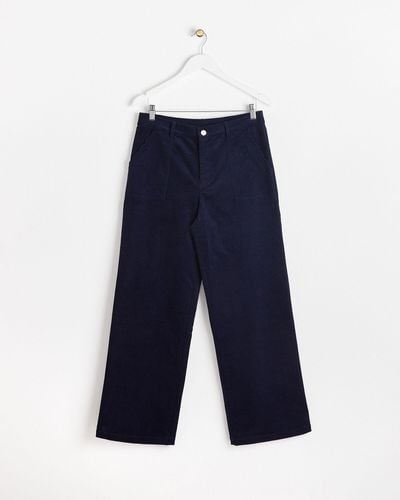 Oliver Bonas Wide Leg Scalloped Pocket Corduroy Trousers, Size 6 - Blue