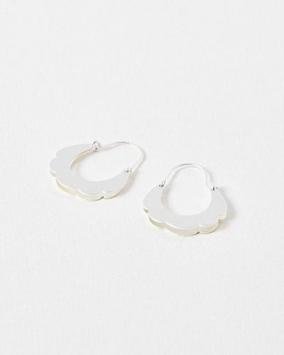 Oliver Bonas Alula Curved Cutout Hoop Earrings Small - White