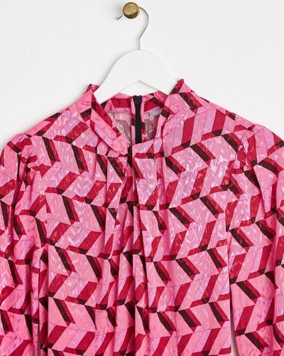 Oliver Bonas Geometric Knot Front Midi Dress - Red