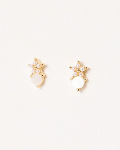 Oliver Bonas Indie Star & Shell Stud Earrings - Natural