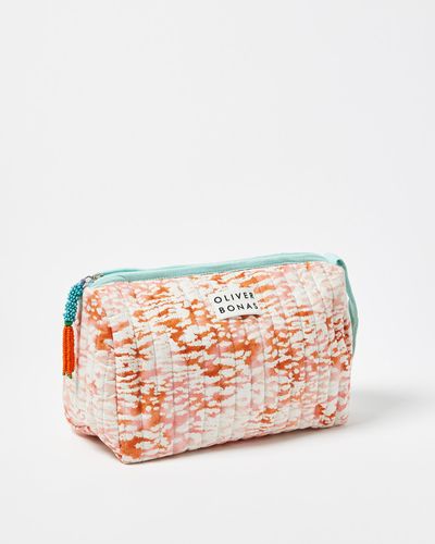 Oliver Bonas Abstract Fleck Pink Quilted Wash Bag