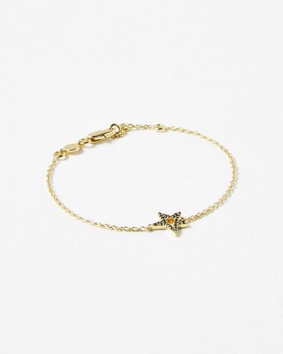 Oliver Bonas Alula Star Gem Inlay Charm Gold Plated Chain Bracelet - White