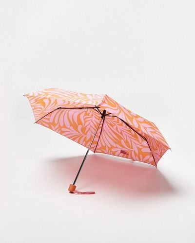 Oliver Bonas & Orange Botanical Print Umbrella - Pink