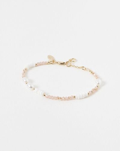 Oliver Bonas Etti Shell & Faux Pearl Beaded Chain Bracelet - White