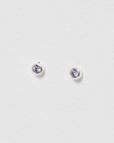Oliver Bonas Abigail Silver Stud Earrings - Purple