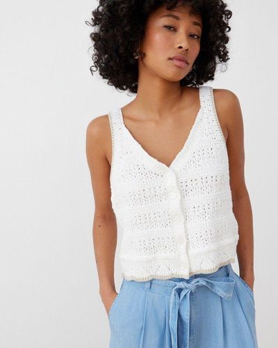 Oliver Bonas Cream Button Up Knitted Camisole - White