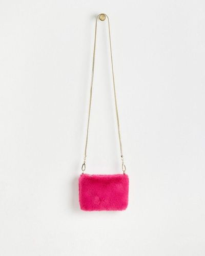 Oliver Bonas Faux Fur Crossbody Bag - Pink