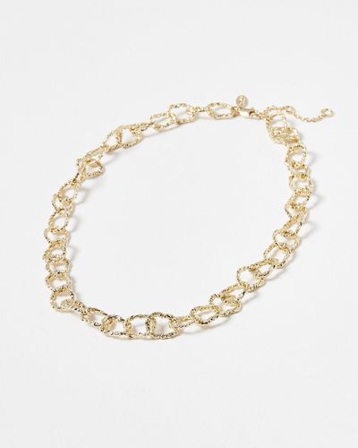 Oliver Bonas Alaia Textured Chunky Chain Necklace - White