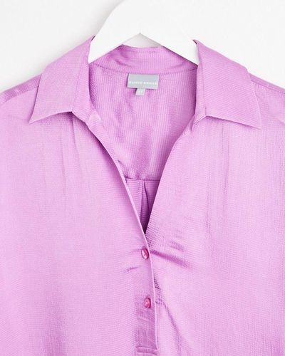 Oliver Bonas Oversized Satin Shirt - Purple