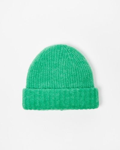 Oliver Bonas Double Rib Knitted Beanie Hat - Green