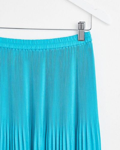 Oliver Bonas Aqua Plisse Midi Skirt - Blue