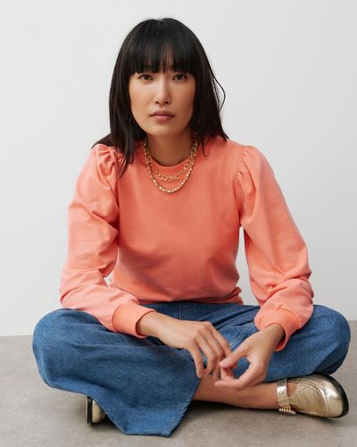 Oliver Bonas Coral Puff Sleeve Sweatshirt, Size 6 - Orange