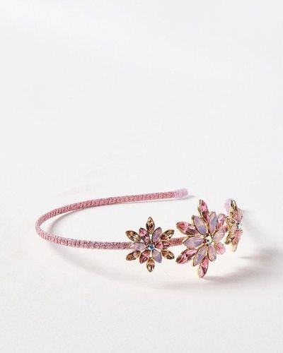 Oliver Bonas Crystal Starburst Thin Gemstone Headband - Pink