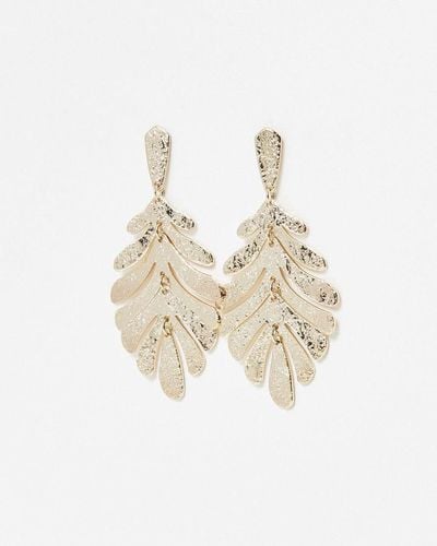 Oliver Bonas Onda Textured Leaf Drop Earrings - White