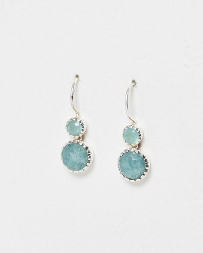 Oliver Bonas Celine Amazonite & Aqua Chalcedony Silver Hook Earrings - Blue