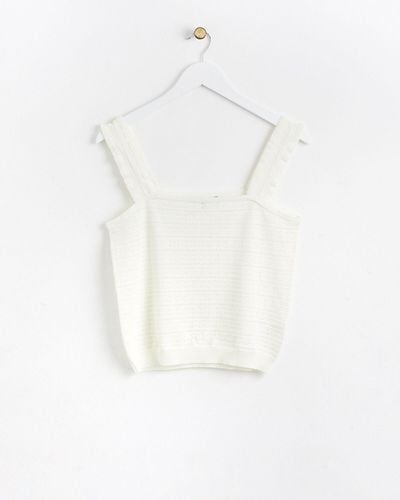 Oliver Bonas Ivory White Sparkle Knitted Top, Size 14 - Natural
