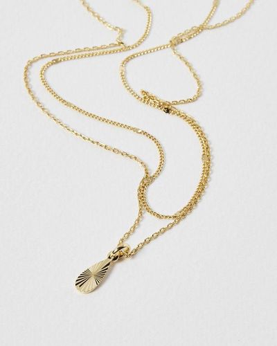 Oliver Bonas Antoinette Disk & Teardrop Layered Plated Necklace - White