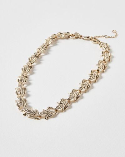 Oliver Bonas Aster Vintage Chunky En Chain Collar Necklace - White