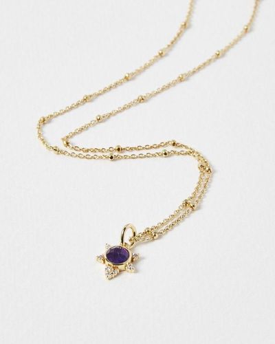 Oliver Bonas Maribel Lavender Quartz Star Gold Plated Pendant Necklace - White