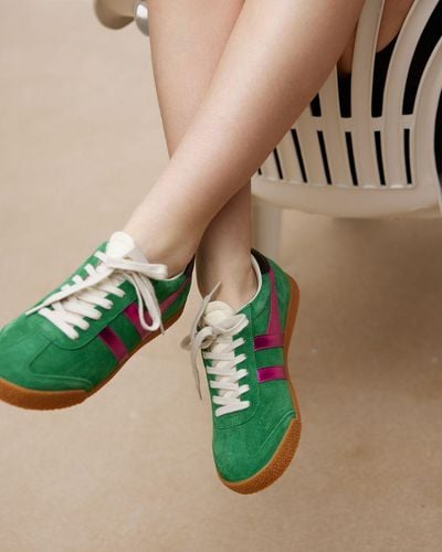 Gola Suede & Pink Metallic Trainers, Size Uk 3 - Green