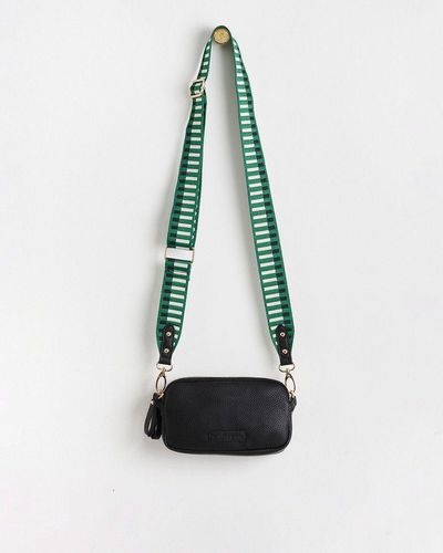 Oliver Bonas Naha Geometric Green Strap Crossbody Bag - White