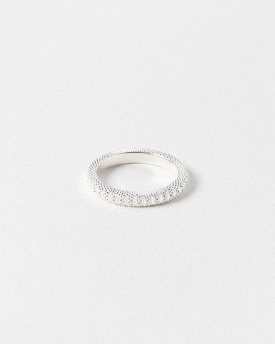 Oliver Bonas Ray Textured Stacking Ring - White