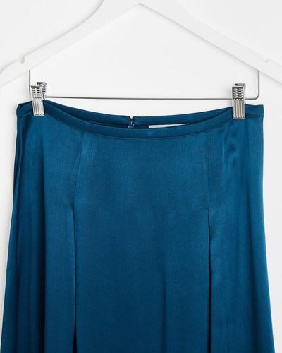 Oliver Bonas Teal Pleated Midi Skirt - Blue