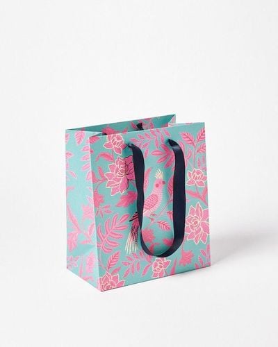 Oliver Bonas Bird & Pink Gift Bag Medium - Blue