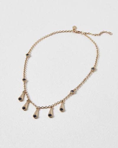 Oliver Bonas Chase Gold Stone Short Chain Necklace - White