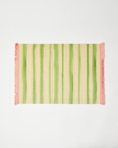 Oliver Bonas Ena Stripe Bamboo Placemat - Green