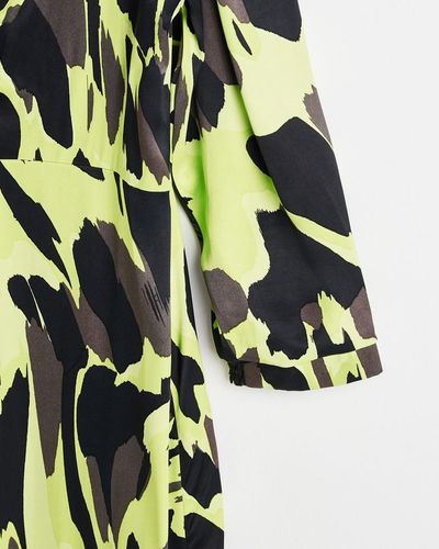 Oliver Bonas Abstract Print Midi Dress - Green