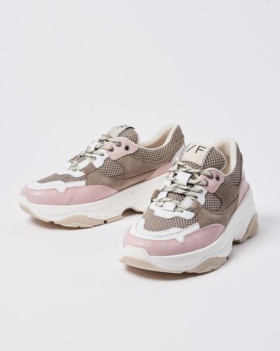 SELECTED Chunky Pink & White Leather Trainers, Size Uk 4 - Multicolour