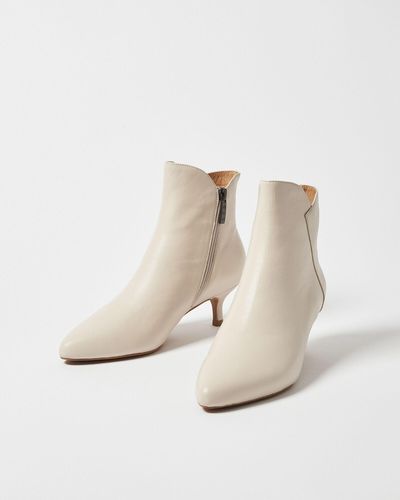 Shoe The Bear Saga Zip Cream Leather Heeled Boots, Size Uk 8 - Natural