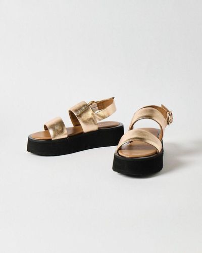 Oliver Bonas Leather Chunky Flatform Sandals - Metallic