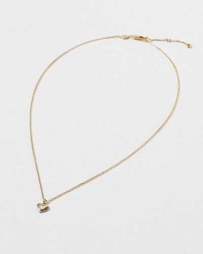 Oliver Bonas Luminita Mother Of Pearl Inlay Plated Heart Mini Pendant Necklace - Metallic