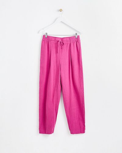 Oliver Bonas Linen Blend Pink Jogging Trousers, Size 6